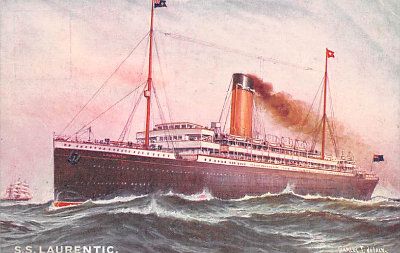 SS Laurentic White Star Line Postcard | OldPostcards.com