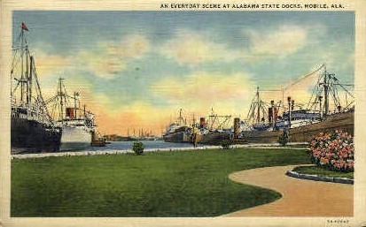 Alabama State Docks - Mobile Postcard