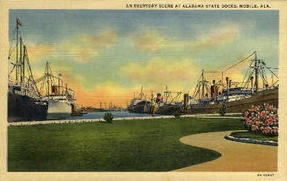 Alabama State Docks - Mobile Postcard