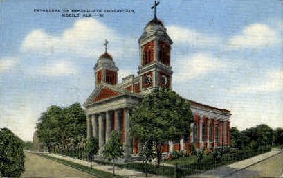 Cathedral of Immaculate Conception - Mobile, Alabama AL Postcard