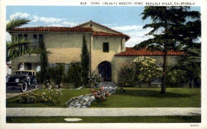 Chas. (Buddy) Rogers Home - Beverly Hills, California CA Postcard