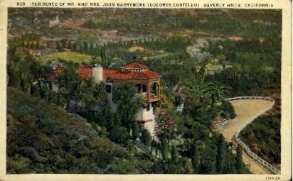 Residence of Mr. and Mrs. John Barrymore - Beverly Hills, California CA Postcard