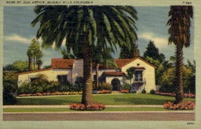 Home of Jean Arthur - Beverly Hills, California CA Postcard