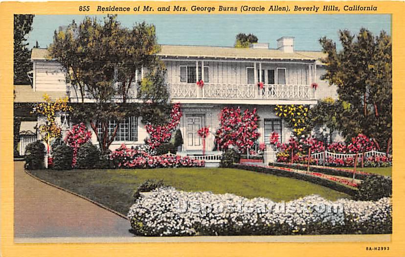Residence of Mr. & Mrs. George Burns - Beverly Hills, California CA Postcard