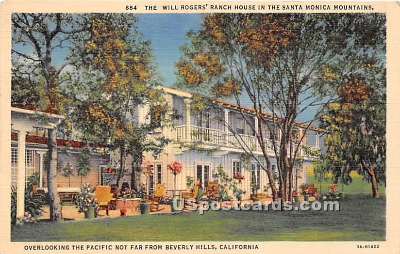 Will Roger's Ranch House - Beverly Hills, California CA Postcard