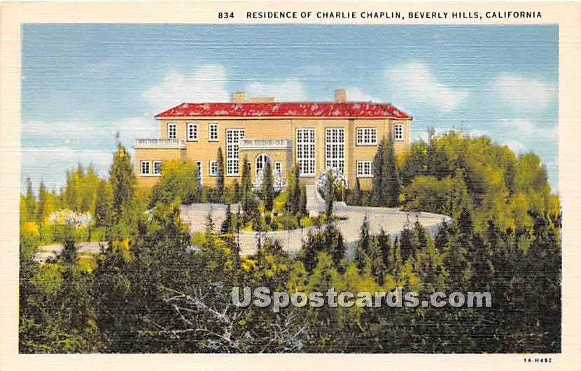 Residence of Charlie Chaplin - Beverly Hills, California CA Postcard