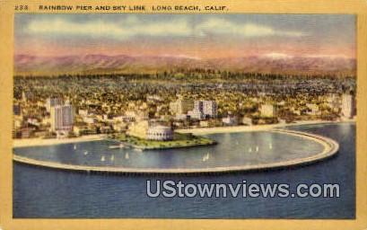 Rainbow Pier - Long Beach, California CA Postcard