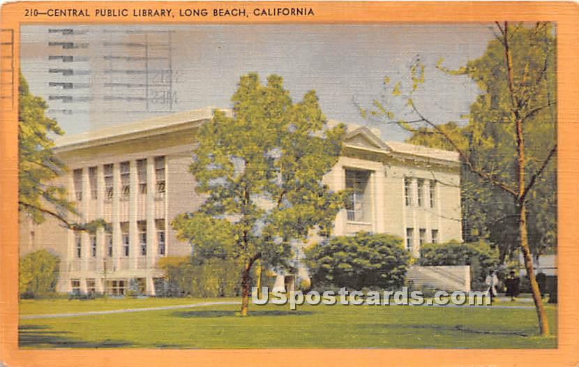 Central Public Library - Long Beach, California CA Postcard