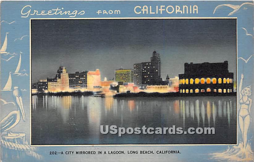Lagoon - Long Beach, California CA Postcard