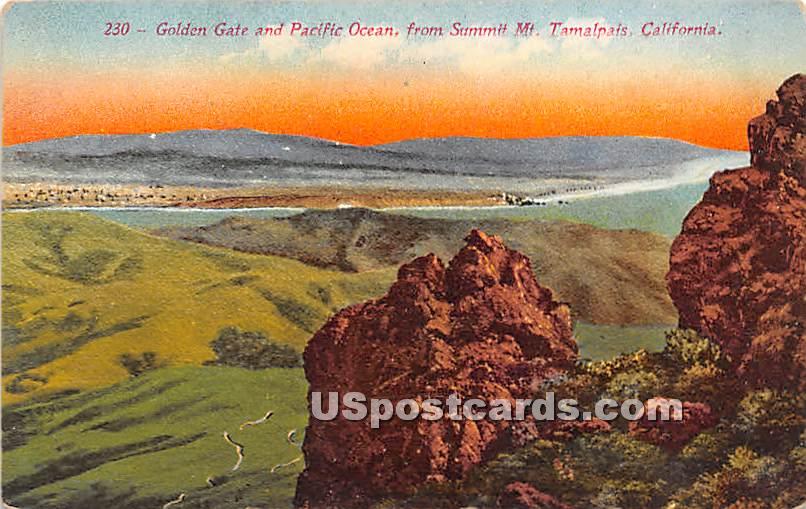 Golden Gate & Pacific Ocean - Mt. Tamalpais, California CA Postcard