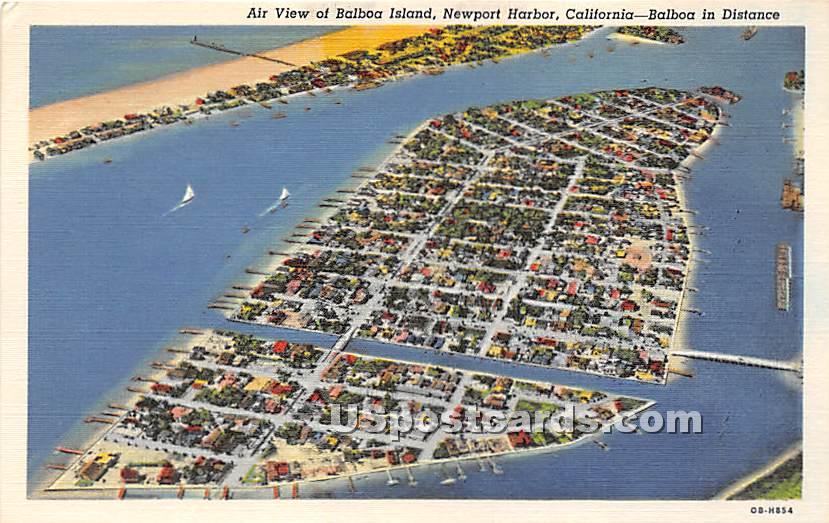 Balboa Island - Newport Harbor, California CA Postcard