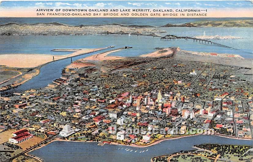 Downtown Oakland, Lake Merritt - California CA Postcard