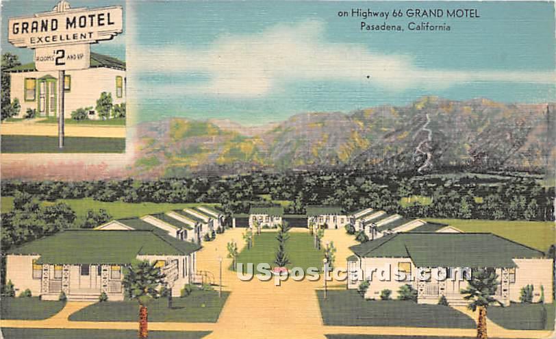 Grand Motel - Pasadena, California CA Postcard