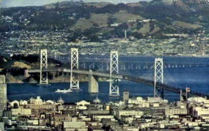 San Francisco-Oakland Bay Bridge - California CA Postcard
