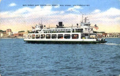 San Diego and Coronado Ferry - California CA Postcard