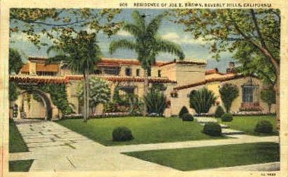 Residence of Joe E. Brown - Beverly Hills, California CA Postcard
