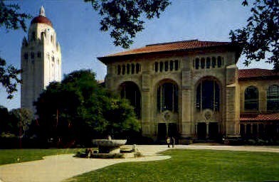Library & Hoover Tower, Stanford University - California CA Postcard