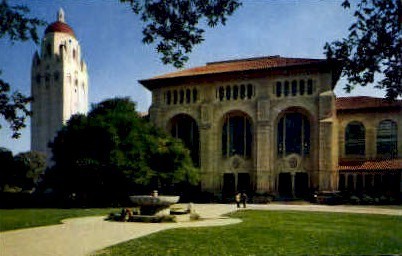 Library & Hoover Tower, Stanford University - California CA Postcard