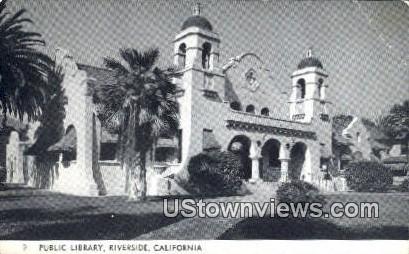 Public Library - Riverside, California CA Postcard