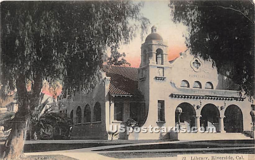 Library - Riverside, California CA Postcard