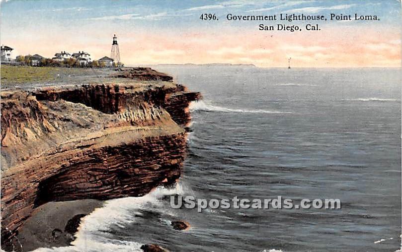 Government Lighthouse, Point Loma - San Diego, California CA Postcard