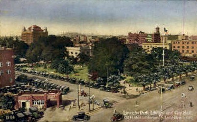 Lincoln Park Library & City Hall - Long Beach, California CA Postcard