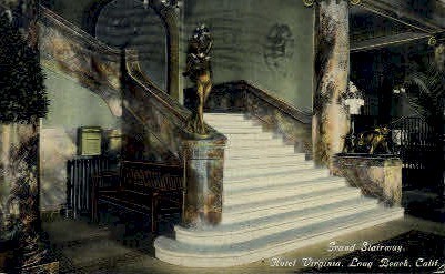 Grand Stairway, Hotel Virginia - Long Beach, California CA Postcard