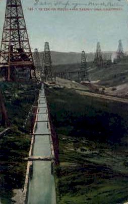 Oil Fields - Bakersfield, California CA Postcard