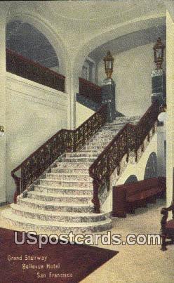 Grand Stairway, Bellevue Hotel - San Francisco, California CA Postcard