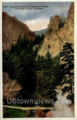 Entrance to South Cheyenne Canon - Colorado Springs Postcards, Colorado CO Postcard