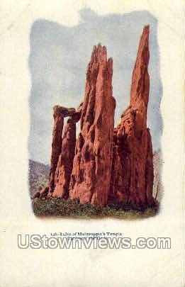 Ruins of Montezumas Temple - Colorado Springs Postcards, Colorado CO Postcard