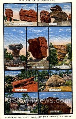 Garden of the Gods - Colorado Springs Postcards, Colorado CO Postcard