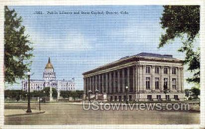 Public Library & State Capitol - Denver, Colorado CO Postcard