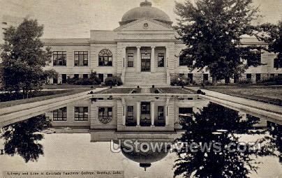 Library and Lake at CO. Teachers College - Greeley, Colorado CO Postcard
