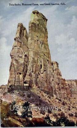Twin Rocks, Monument Canyon - Grand Junction, Colorado CO Postcard