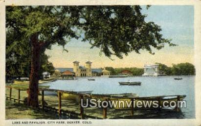 Lake & Pavilion, City Park - Denver, Colorado CO Postcard