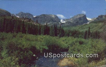 Hallett & Otis Peak, Glacier Creek - Rocky Mountain National Park, Colorado CO Postcard