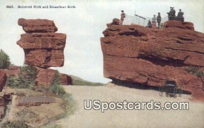 Balanced Rock & Steamboat Rock - Garden of the Gods, Colorado CO Postcard