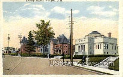 Library Square - Meriden, Connecticut CT Postcard
