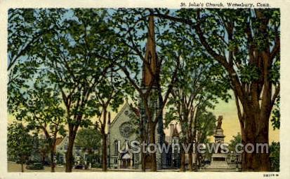 St Johns Church - Waterbury, Connecticut CT Postcard