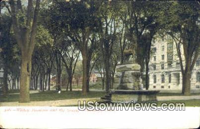 Welton Fountain and the Green - Waterbury, Connecticut CT Postcard