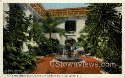 Patio and Aztec Fountain - District Of Columbia Postcards, District of Columbia DC Postcard