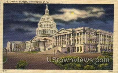 U.S. Capitol at Night - District Of Columbia Postcards, District of Columbia DC Postcard