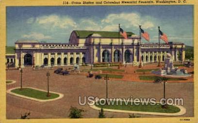 Union Station, Columbus Memorial Fountain - District Of Columbia Postcards, District of Columbia DC Postcard