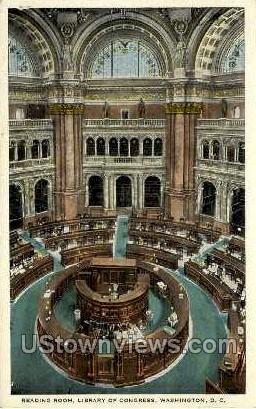 Reading Room, Library of Congress - District Of Columbia Postcards, District of Columbia DC Postcard