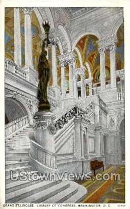 Grand Stairway in the Congressional Library - District Of Columbia Postcards, District of Columbia DC Postcard
