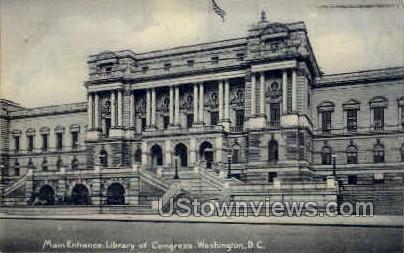 Main Entrance, Library of Congress - District Of Columbia Postcards, District of Columbia DC Postcard