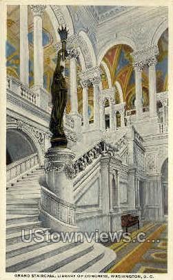 Grand Staircase, Library of Congress - District Of Columbia Postcards, District of Columbia DC Postcard