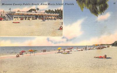 Manatee County Public Beach Anna Maria Island, Florida Postcard