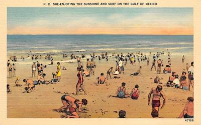Enjoying Sunshine and Surf on Gulf of Mexico, USA Beach Scene, Florida Postcard